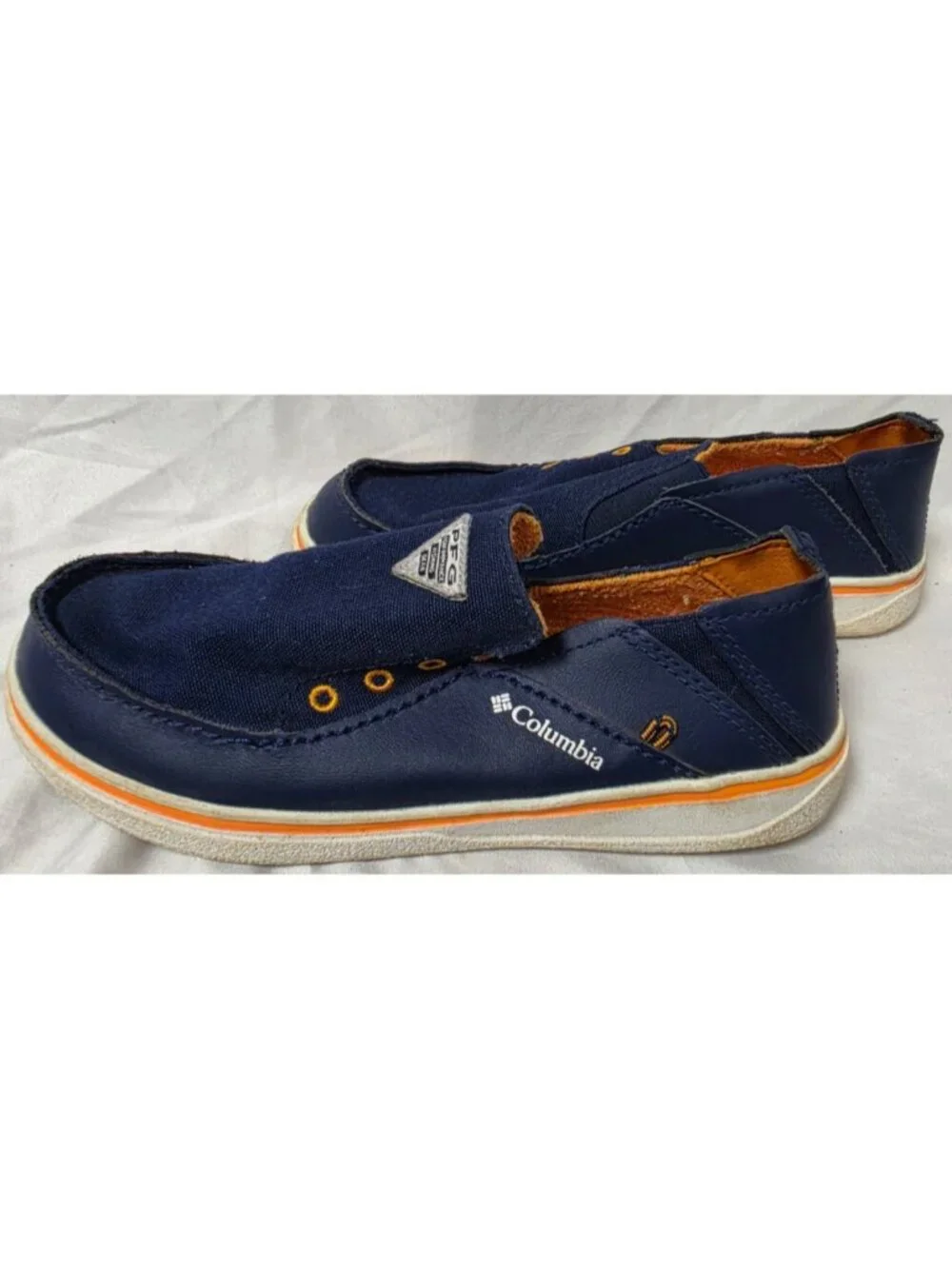 Columbia Bahama PFG Size 1 Navy Blue, Slip On Omni Grip Fish Outdoors Kids Shoes